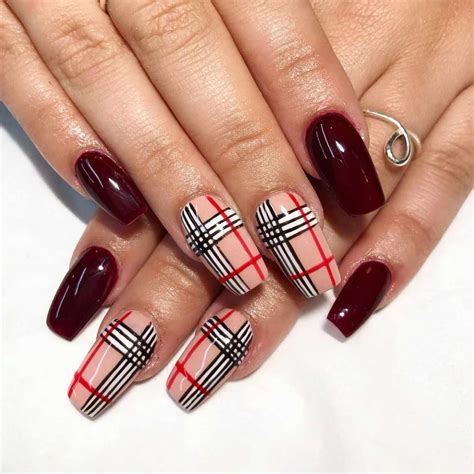 burberry plaid nails|burberry nails for holidays.